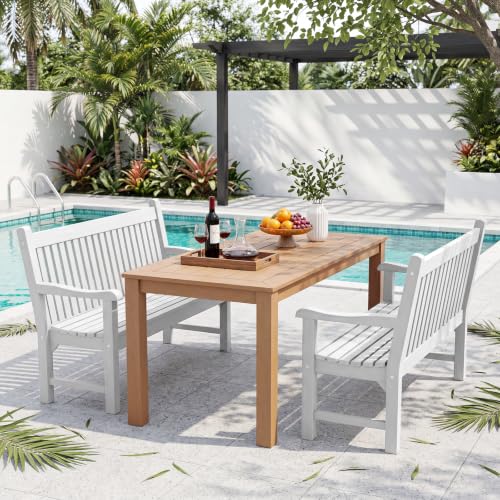 2 Person Outdoor Bench with 700 Lbs Weight Capacity (White)