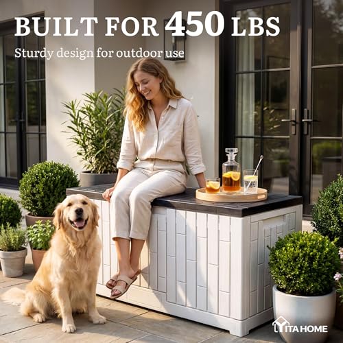 120 Gallon Outdoor Storage Deck Box (Deck Box / 120 Gallon / Black&White)