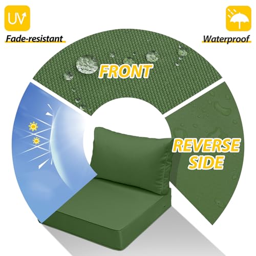 Outdoor Chair Cushions (Dark Moss Green / 23.5"x25.5"x5" / 23.5"x13.5")