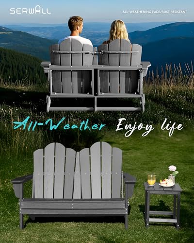 5 Pc HDPE Adirondack Set (Grey / 2 chair &2 bench &1 coffee table)