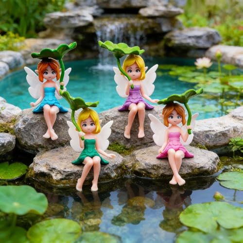 4Pcs Miniature Fairy Figurines (Lotus Leaf)