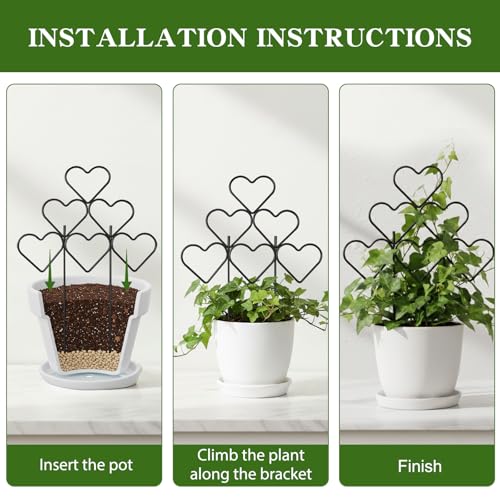 15 Inch Trellis for Climbing Plants Outdoor 3 Pack (Heart / 3 pack)