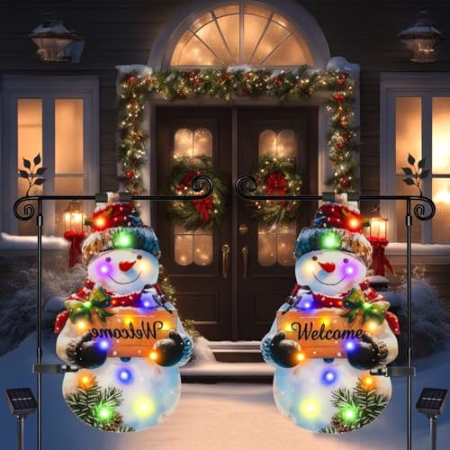 12x18 Lighted Christmas Snowman Garden Flag (Big Snowman-Colorful-12x18 / 12×18inch)