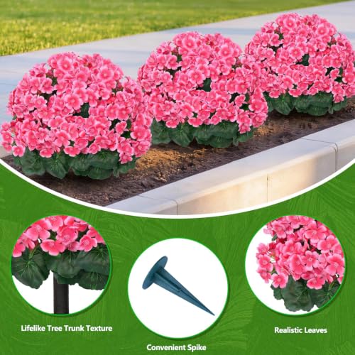 2Pack Artificial Topiary Pink Flower Bushes for Outdoor (Pink Crabapple Blossoms)