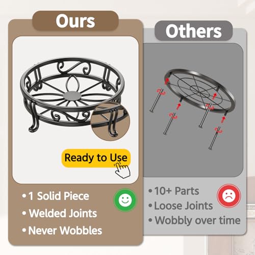 Plant Pot Stand Flower Holder for Outdoor Indoor Corner (Metal Black / 1 Tier)