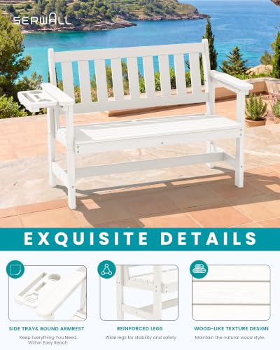 HDPE Outdoor Bench with Foldable Cup Holder