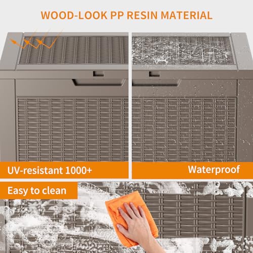 30 Gal Waterproof Outdoor Storage Box UV Resistant Deck Box (Grey / 30 Gallon)