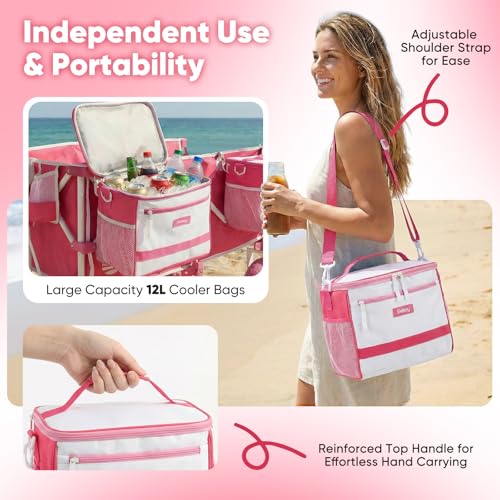 Heavy Duty Beach Wagon with 9" Big Sand (Pink)