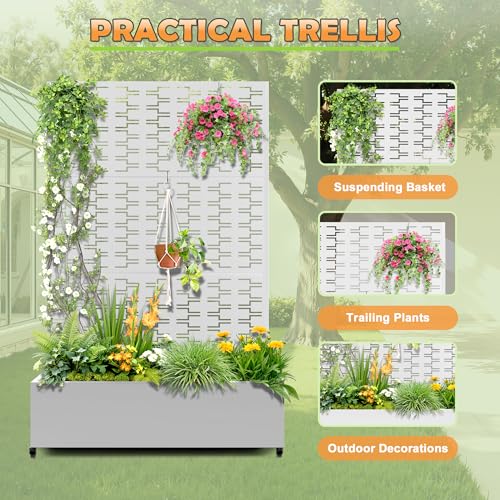 Metal Raised Garden Bed (White-brick / 71" x 47" x 16")