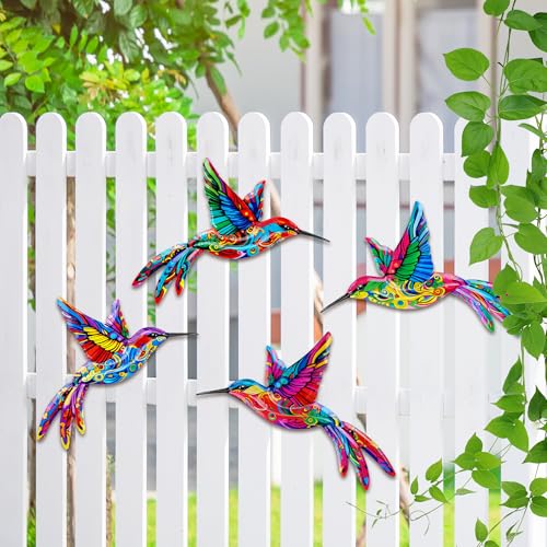 4 Pack Metal Hummingbird Wall Art Decor (Hummingbird-C)