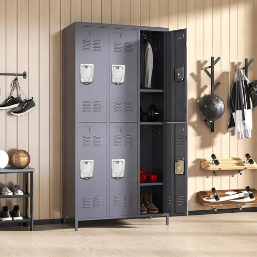 6 Doors Metal Employee Locker (6 Door-Upgraded / Grey)