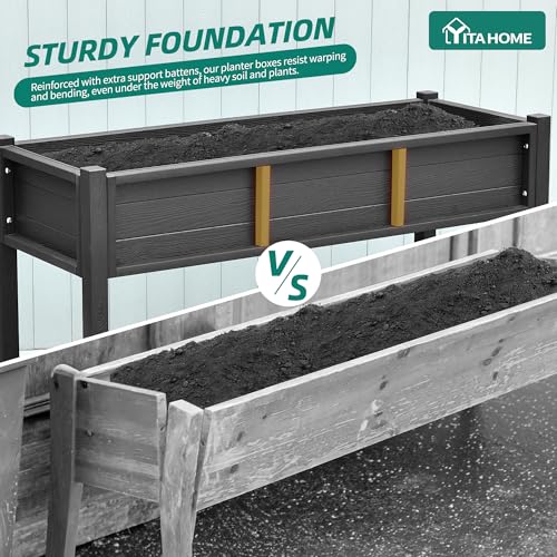 Raised Garden Bed HDPE 2PCS (48x18x30in-2pcs / Black)
