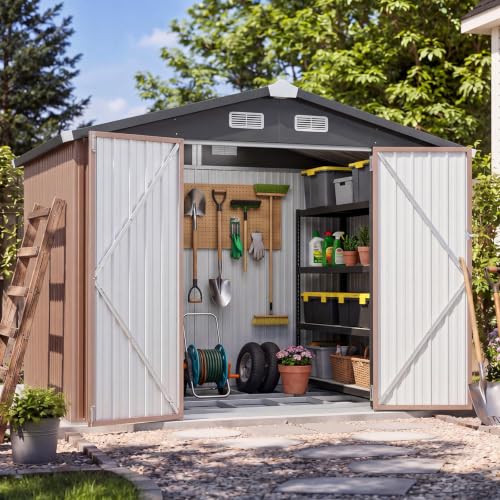 8x6FT Outdoor Storage Shed Brown (Brown / 8' x 6')