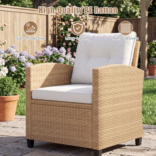 3 Pieces Patio Furniture Set (Light Brown -White)