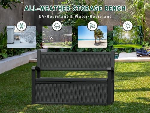 80 Gallon Outdoor Storage Bench (Matte Black)
