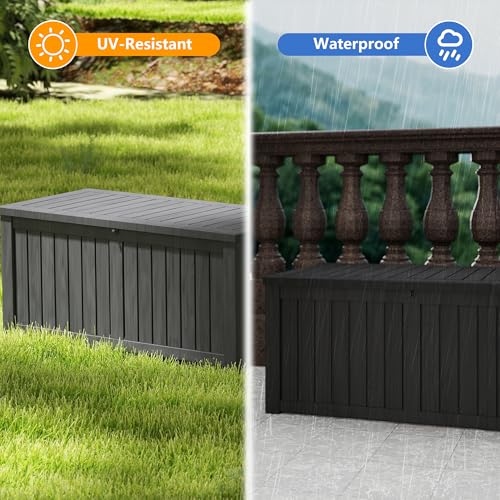 150 Gallon Deck Boxes Outdoor Waterproof (Black / 150 GAL)