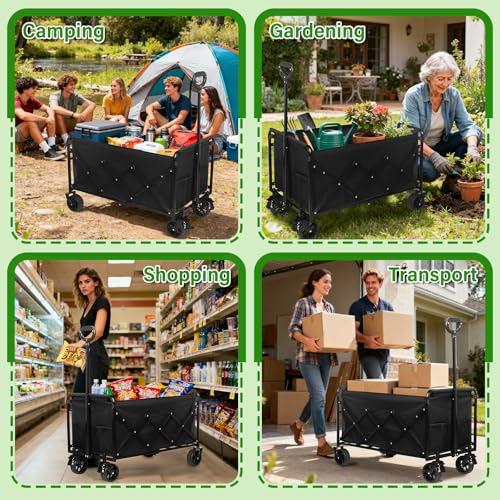 Wagon Cart Foldable (Black-500lbs)