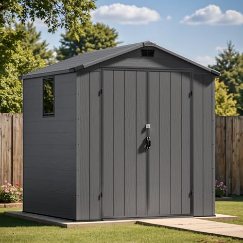 Outdoor Plastic Storage Shed 6x6 FT (Dark Grey / 6x6)