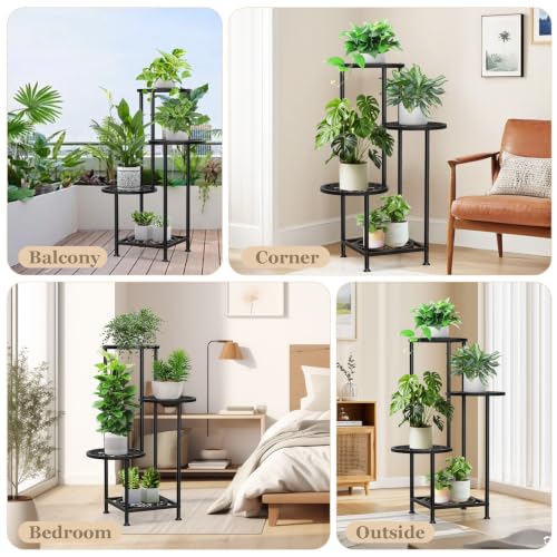 4 Tier Plant Stand Indoor Outdoor (Flower Black / 4 Tier)