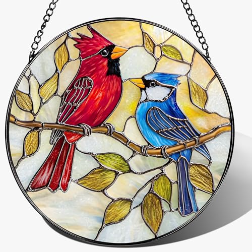 8″ Cardinal & Blue Jay Suncatcher (Cardinal&jay)