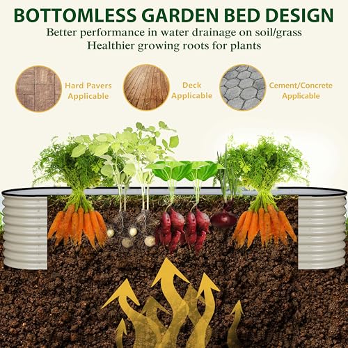 8x2x2ft Galvanized Raised Garden Bed (Ivory White / 8x2x2FT)