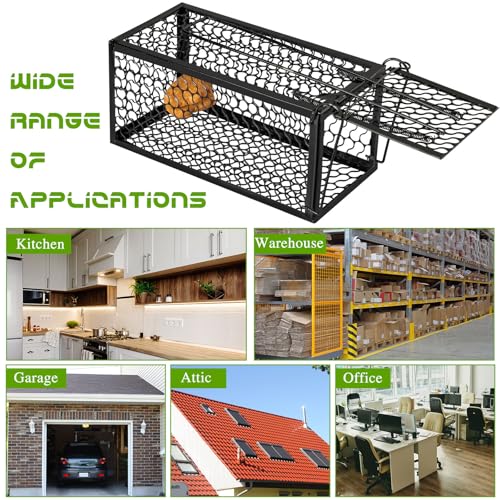 1 Pcs Rat Trap Live Animal Cage for Squirrel Chipmunk Mouse (Black)