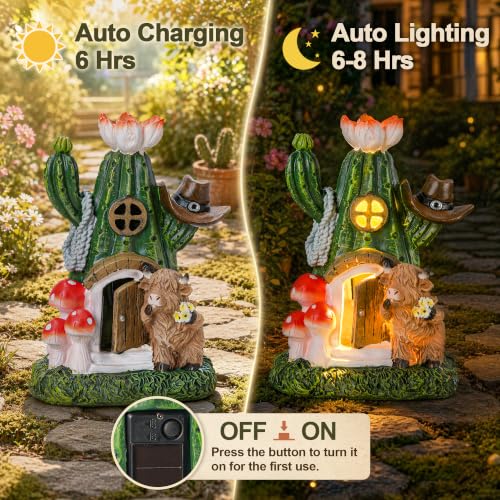 Fairy House Outdoor Figurine Lights (Mushroom House Cow)