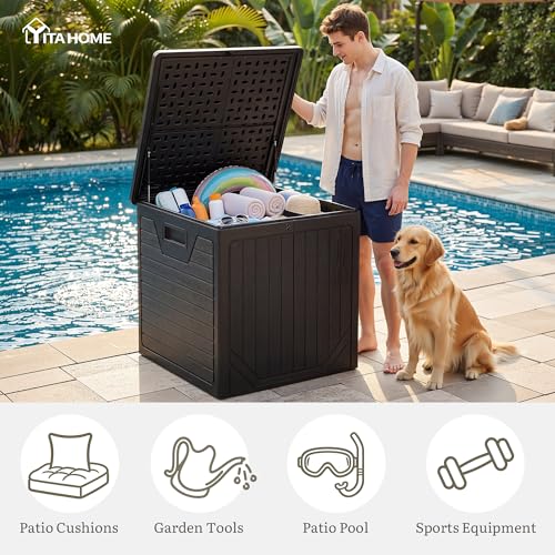 150 Gallon Large Outdoor Storage Box w (Dark Black / 150 Gallon)
