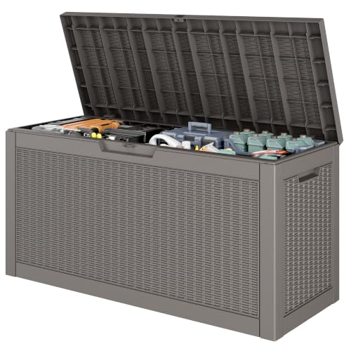 80 Gallon Outdoor Storage Box Waterproof Deck Box for Patio (Grey / 80 Gallon)