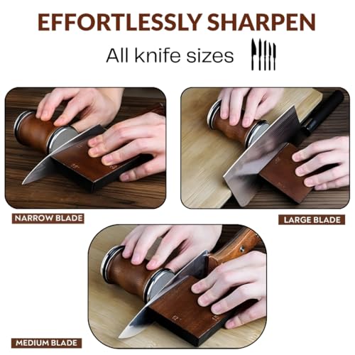Rolling Knife Sharpener Kit with Diamond & Ceramic Disc (Dark Brown)