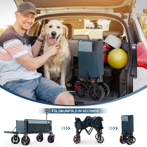47" L Collapsible Wagon with Tailgate & Brake (Blue / 250L)