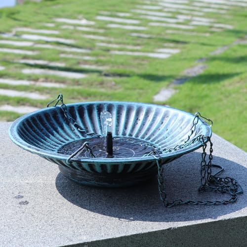 12" Hanging Solar Bird Bath (B-blue and Black)