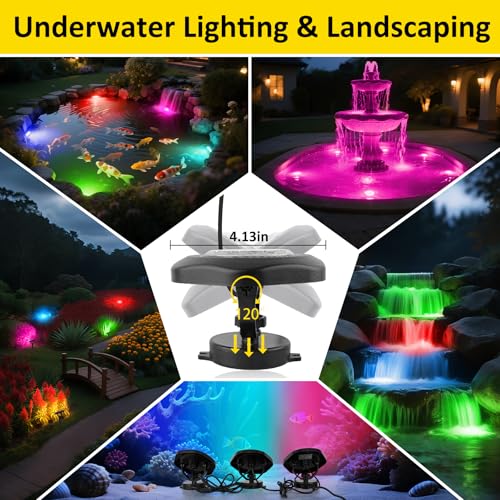 RGB LED Underwater Pond Lights with APP and Remote Control 2 Pack (2 Count)