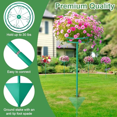 4 Pack Adjustable Outdoor Flower Pot Stand (Green)