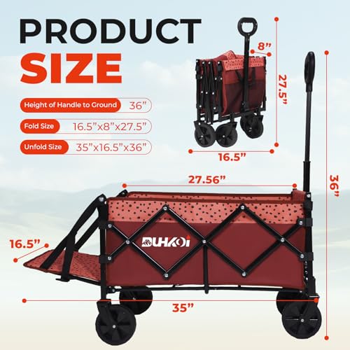 Compact Foldable Tailgate Wagon Cart with Wheels (Brick Dot)