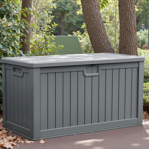 230 Gallon HDPE Outdoor Storage Box with Removable Dividers (230 Gallon / Gray)