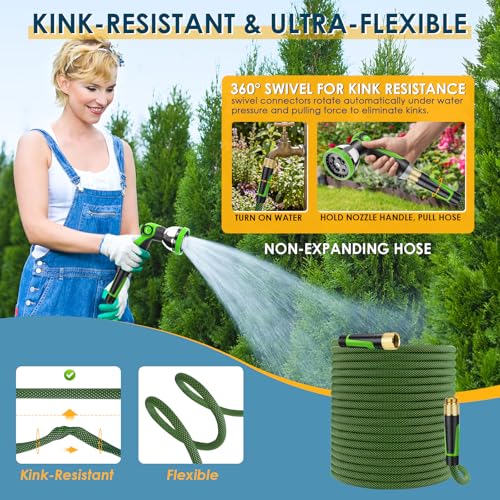 Non Expandable Garden Hose 150 FT (Green / 150ft)