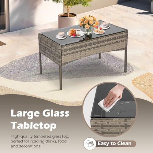 4 Piece Patio Furniture Set (Gray and Red / 4-Piece)