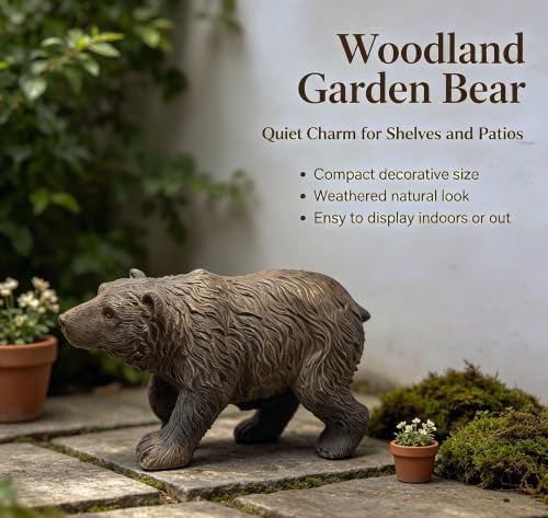 Rustic Bear Statue Shelf Decor (Black Brown-s)