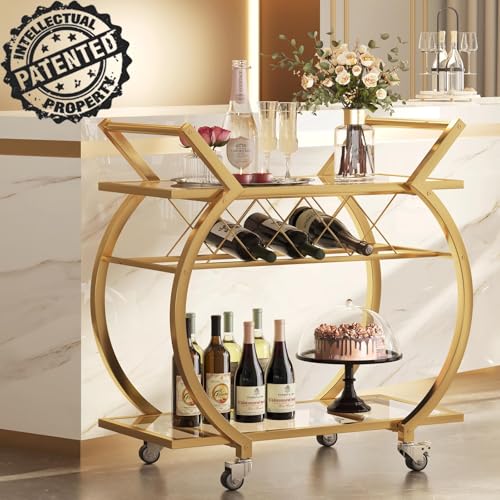 Gold Bar Cart with Glass (Gold)