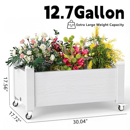 Small Raised Garden Bed with Wheels (Ashen / 30.04*17.72*17.56)