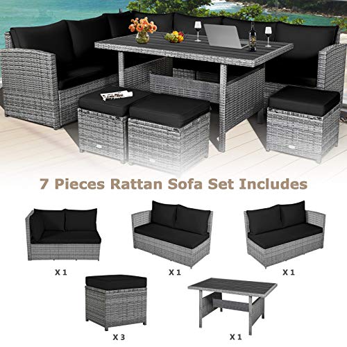 7 Pieces Patio Furniture Set (7 Pieces / Black)