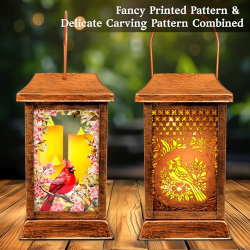 2 Pack Cardinal Solar Lanterns Outdoor Waterproof (Cardinal / 11.6*8.2inch)