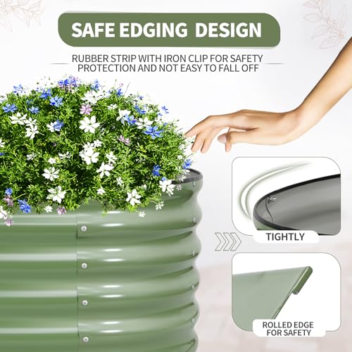 Galvanized Raised Garden Bed Outdoor (Green / 8x2x1.4ft)