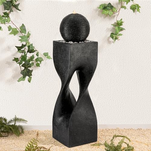 Water Fountain Outdoor (Resin/Black/Curved / 40.5" H)