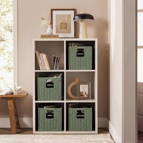 2 Pack Wicker Basket (Green / 2pack-10.5L×10.5H×9.5W)