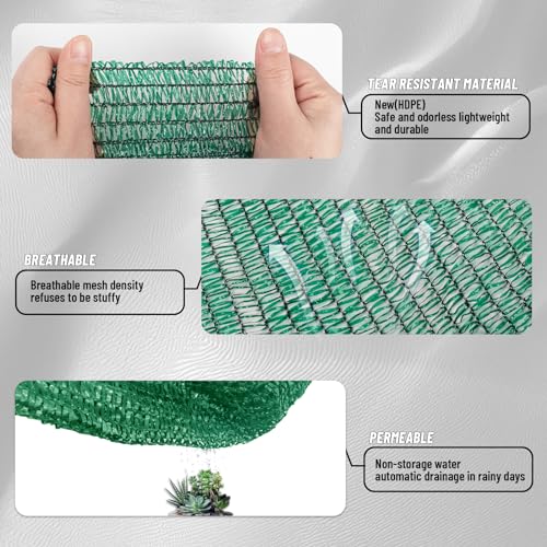 Sun Shade Cloth with Grommets for Garden (20FTx20FT / 55% Shade-Dark Green)