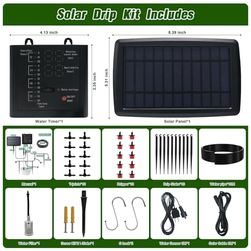 Solar Drip Irrigation System for Garden (Otd-10 pots-33FT / Red)