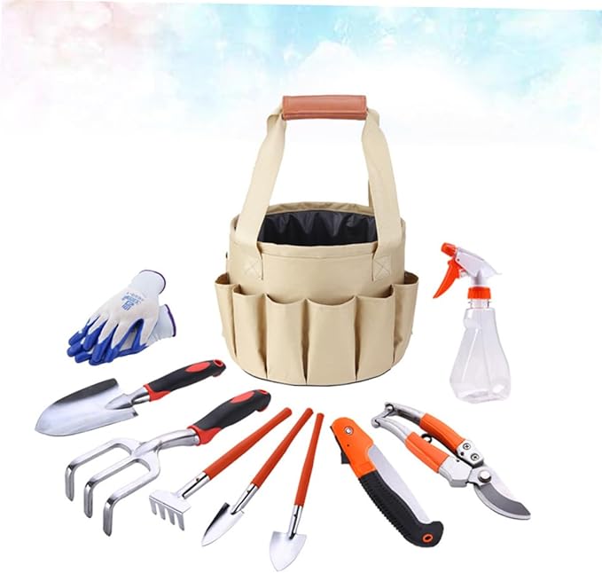 Gardening Tool Set 10 Pieces Weeding Tools Shovels Hoe Perfect for Transplanting Cultivating Flowers Veggies