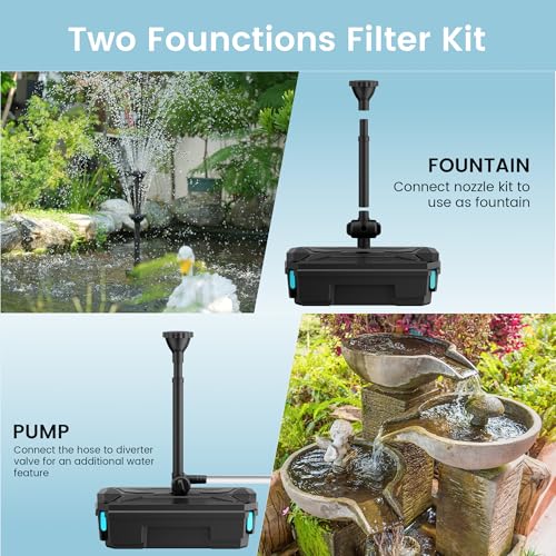 Pond Filter Pump Fountain Kits with UV Clarifier (660GPH with U-V Light)